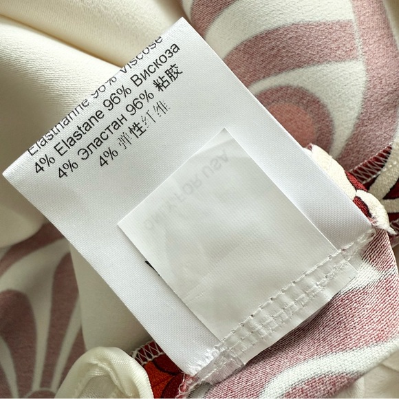 La DoubleJ Medallion Placée Stretch Pants Cream Envers Satin Sz L NWT - Picture 10 of 12